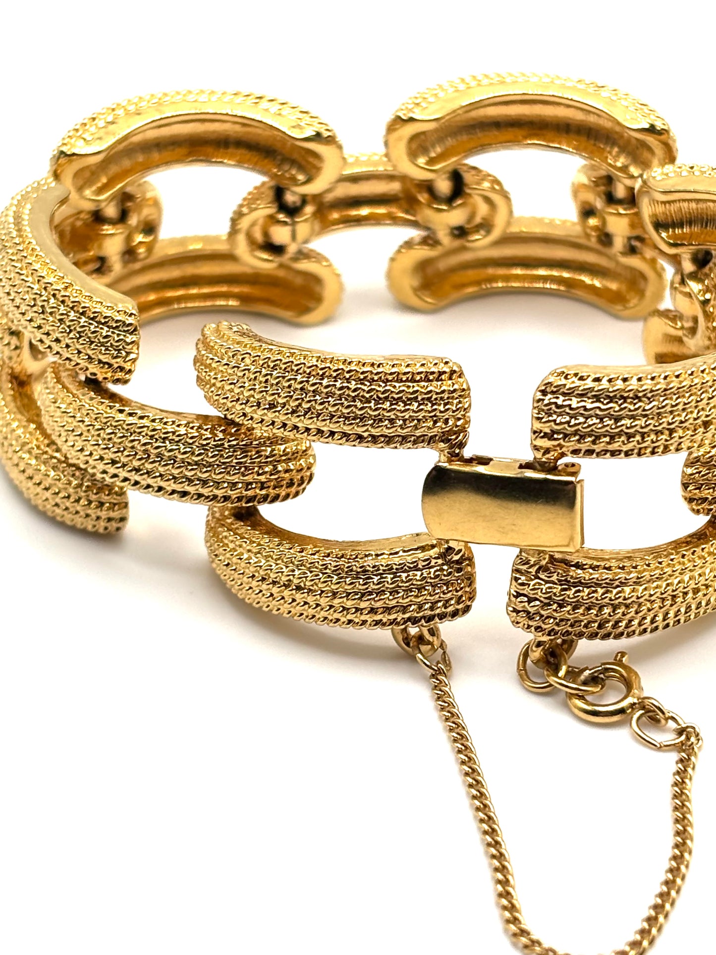 Vintage Monet Wide Textured Link Bracelet